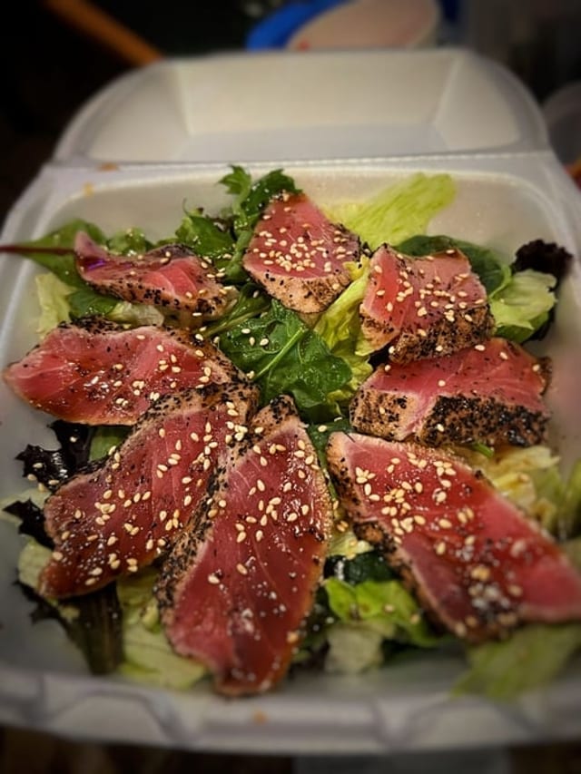 Seared Ahi Tuna Steak Salad.